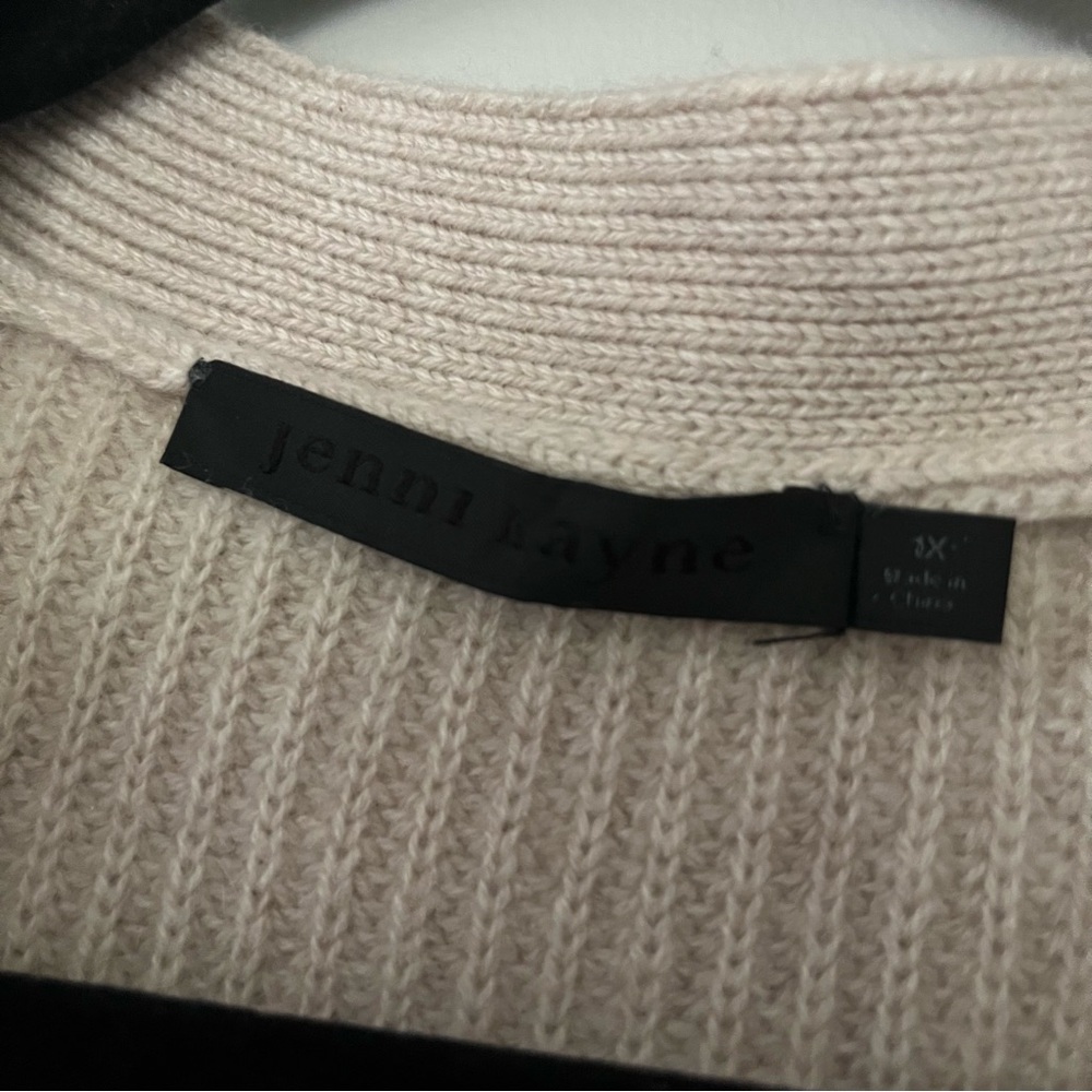 Jenni Kayne 100% cashmere Cocoon super soft tan ribbed cardigan sweater size 1X - Picture 2 of 11